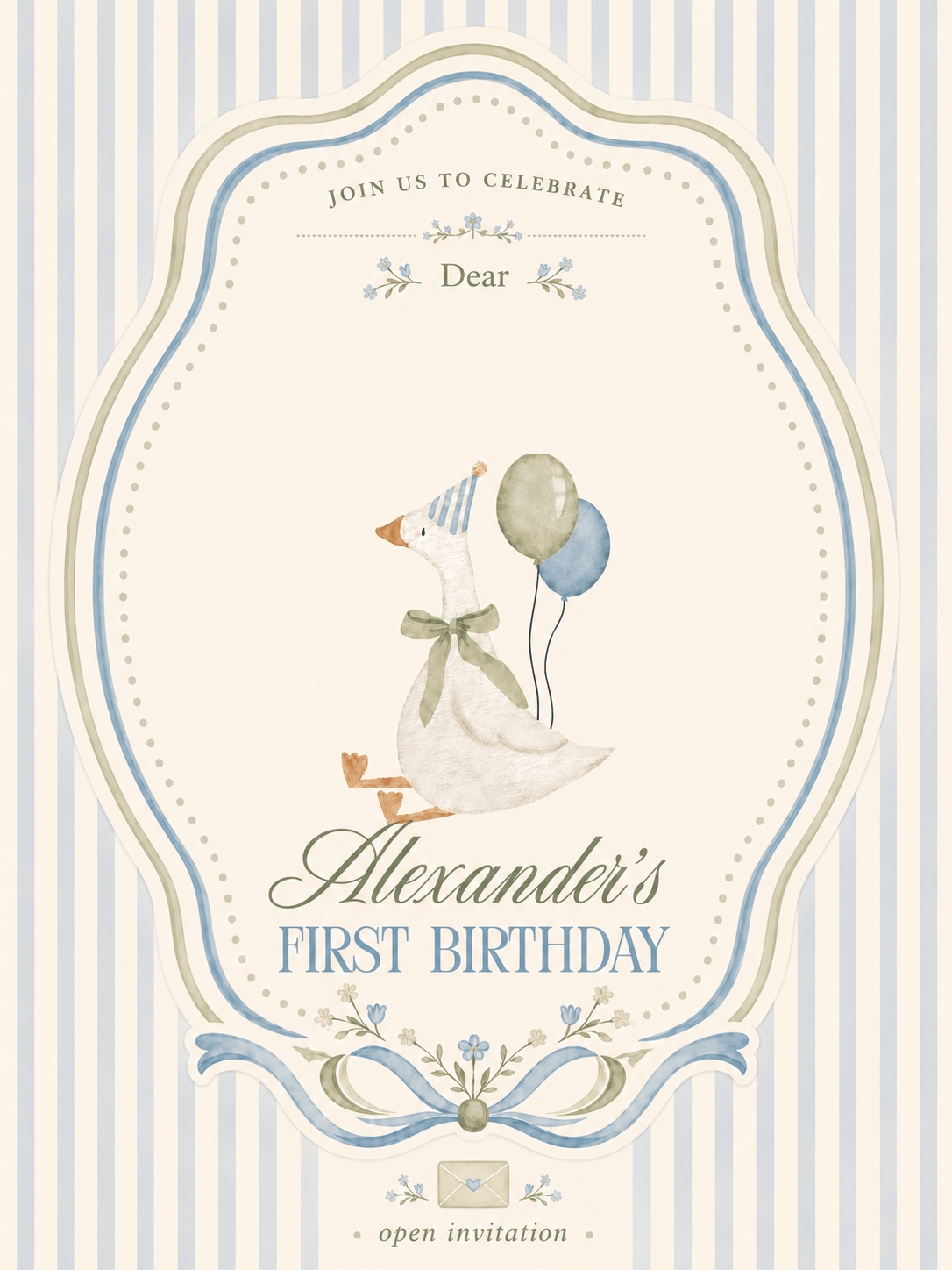 Dear guest — Alexander's First Birthday, open invitation